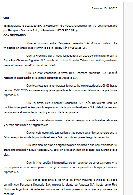 Resolución de Pesca